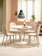 Ronde witte tafel, Huis en Inrichting, Tafels | Eettafels, Ophalen, Rond, Zo goed als nieuw, Vier personen