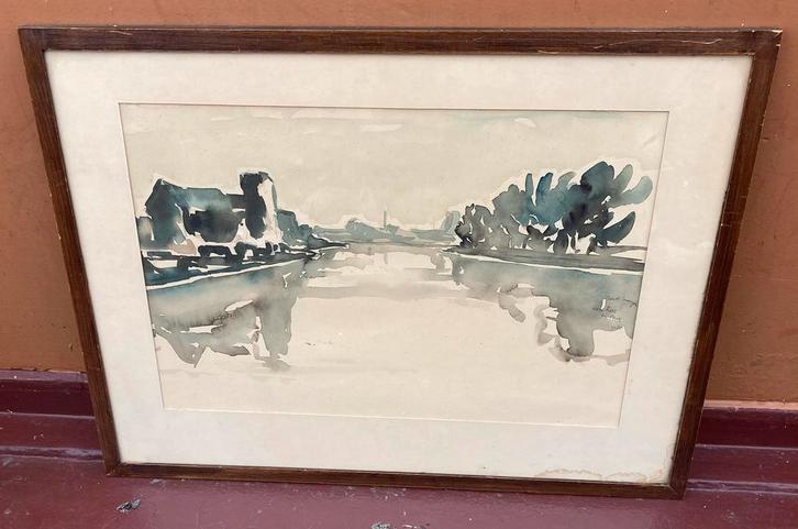 Aquarel Rudolf Bruyn 1965, Antiek en Kunst, Kunst | Schilderijen | Modern, Ophalen of Verzenden