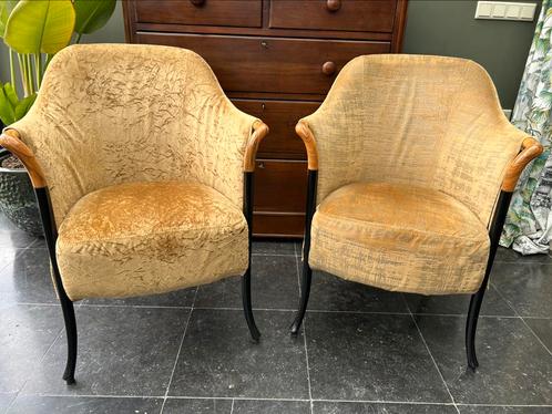 8x Giorgetti Progetti goudkleu fluweel fauteuils, Huis en Inrichting, Fauteuils, Zo goed als nieuw, 50 tot 75 cm, Minder dan 75 cm