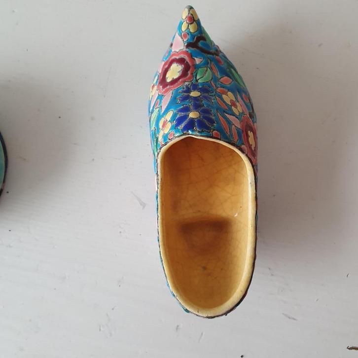 Zeldzame Longwy klomp-Handgedecoreerd emaille- Jaren '50, Antiek en Kunst, Antiek | Keramiek en Aardewerk, Ophalen of Verzenden