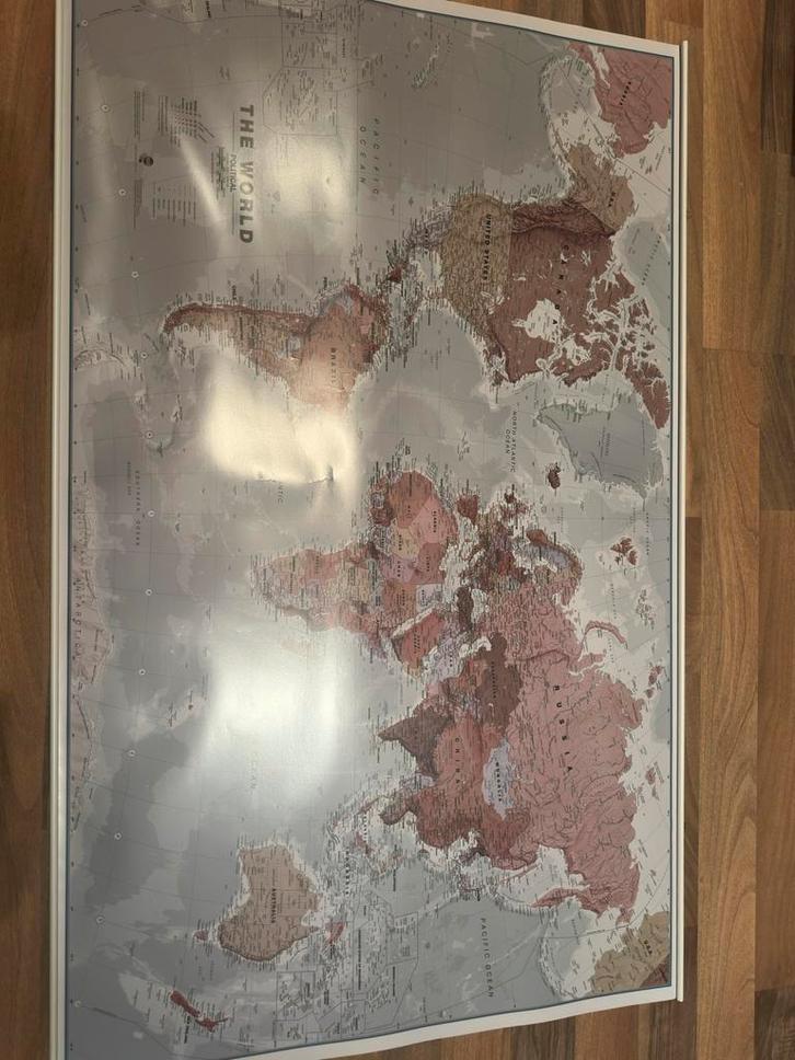 Wereldkaart Poster voor aan de Muur, Boeken, Atlassen en Landkaarten, Zo goed als nieuw, Landkaart, Wereld, 2000 tot heden, Ophalen