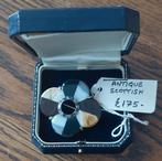 Fraaie antieke Schotse clanbroche in zilver en (mos)agaat, Sieraden, Tassen en Uiterlijk, Broches, Gebruikt, Overige kleuren, Minder dan 4 cm