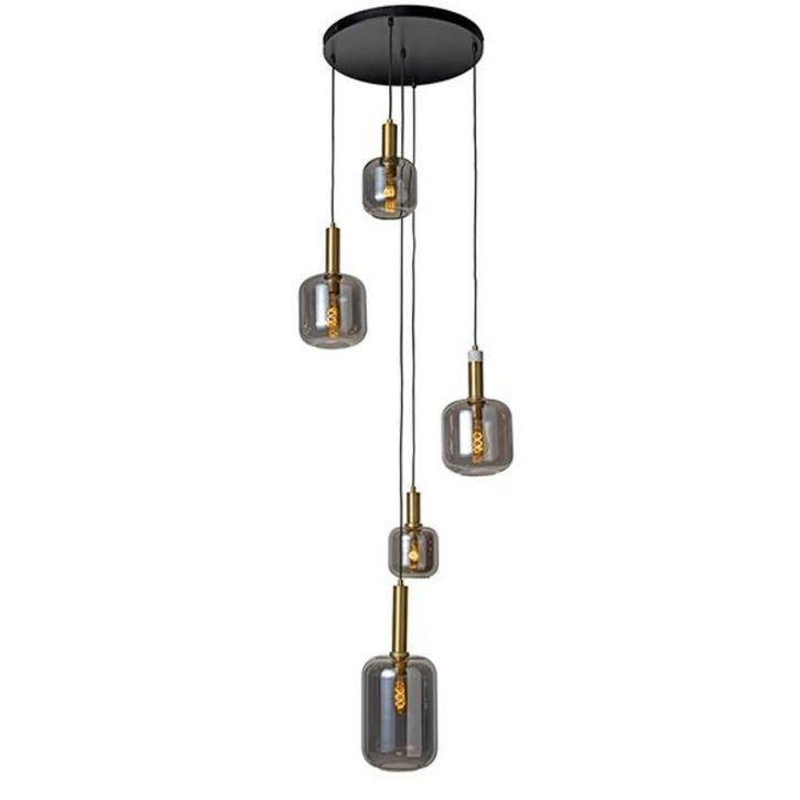 Te koop : hanglamp 5 lichts, Huis en Inrichting, Lampen | Hanglampen, Nieuw, 75 cm of meer, Glas, Metaal, Ophalen