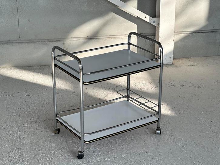 Vintage buisframe bartrolley, 1980’s, Huis en Inrichting, Tafels | Bijzettafels, Rechthoekig, Minder dan 55 cm, Ophalen of Verzenden