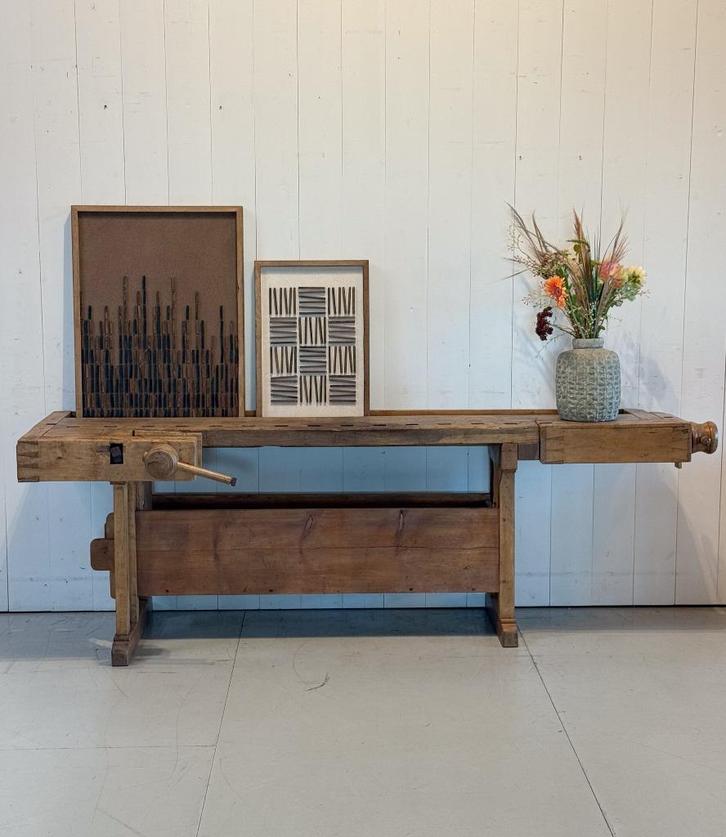 Dressoir, Houten werkbank, Wandmeubel, Sidetable, Werkbank, Antiek en Kunst, Curiosa en Brocante, Ophalen of Verzenden