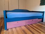 Grenen bed 90x200 met lades, Hague Blue, Ophalen, 90 cm, Eenpersoons, Blauw