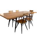 Zeldzame set eettafel met 5 stoelen PIRKKA Ilmari Tapiovaara, Ophalen, Gebruikt, 50 tot 100 cm, 150 tot 200 cm