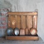 Prachtig oud Frans koperen lepelrek wandrek 5 lepels *Etage3, Gebruikt, ., Ophalen of Verzenden, .