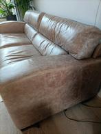 Mooie stevige leren bank  .rookvrij huis  rugkussen met rits, Ophalen of Verzenden, 75 tot 100 cm, Driepersoons, 200 tot 250 cm