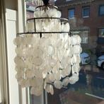 Capiz Schelpen Hanglamp Chrome Frame 45 Diameter., Huis en Inrichting, Lampen | Hanglampen, Ophalen, Gebruikt, 50 tot 75 cm, Vintage