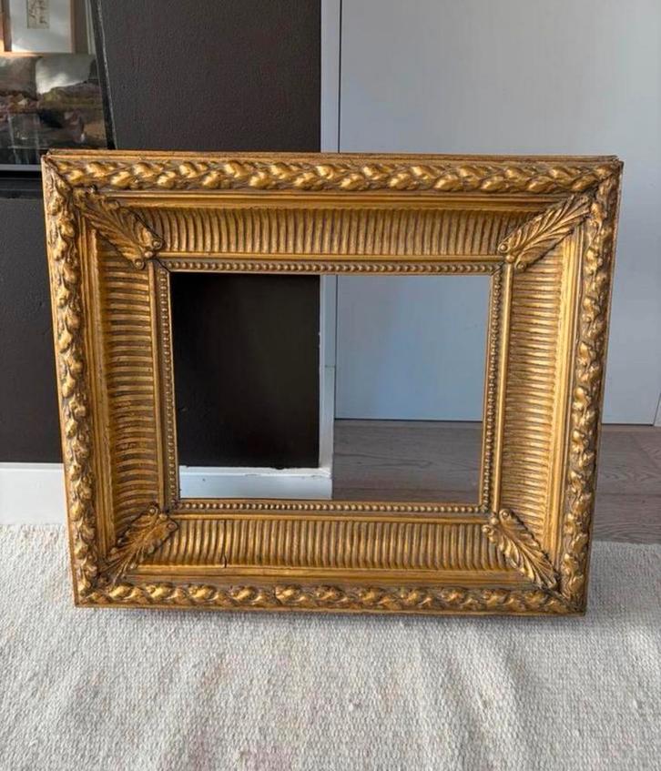 Antieke gouden baroque lijst / schilderij lijst of spiegel, Huis en Inrichting, Woonaccessoires | Lijsten, Zo goed als nieuw, Minder dan 50 cm