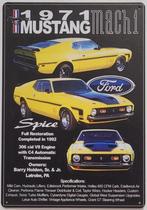 Ford Mustang Mach 1 geel reclamebord van metaal wandbord, Ophalen of Verzenden, Nieuw, Auto's