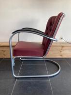 Gispen 412 GE , zijdemat frame, bordeaux rood leder, Huis en Inrichting, Fauteuils, Design, 75 tot 100 cm, Zo goed als nieuw, Leer