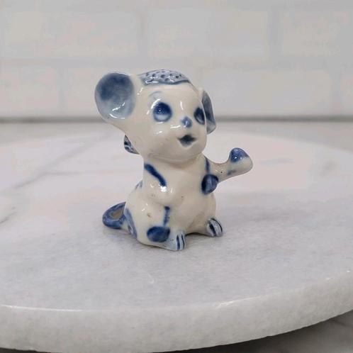 Vintage beeldje Delft blauw muisje, Verzamelen, Beelden en Beeldjes, Zo goed als nieuw, Dier, Ophalen of Verzenden