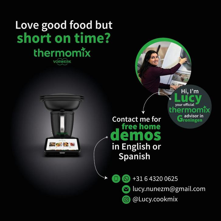 Thermomix 7 - Demo in and around Groningen 💚, Witgoed en Apparatuur, Keukenmixers, Nieuw, 2 tot 3 liter, 3 snelheden of meer