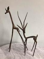 Vintage giraf en gazelle, hoogte 30.5/27 cm.,brons? messing?, Ophalen of Verzenden, Huis en Inrichting