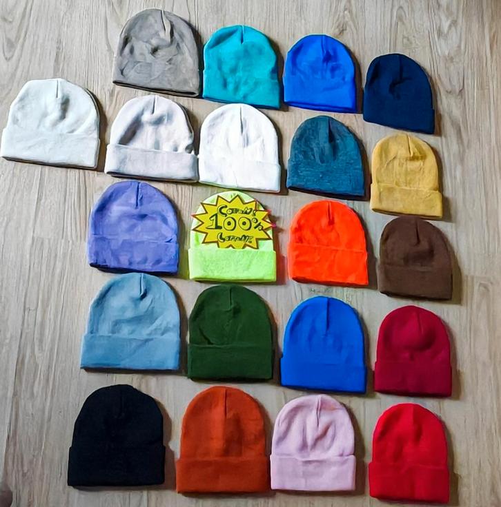 100% Katoenen Unisex Mutsen - Diverse Kleuren, Kleding | Dames, Hoeden en Petten, Nieuw, Hoed, One size fits all, Ophalen of Verzenden