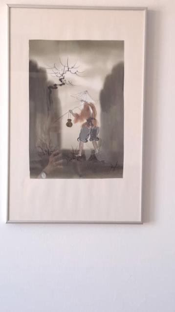 Schilderkunst op stof uit Vietnam voor aan de muur beschikbaar voor biedingen