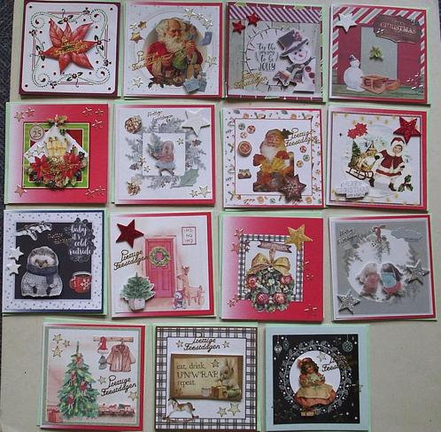 Set 25x zelfgemaakte kerstkaarten / wenskaarten kerst (g), Hobby en Vrije tijd, Kaarten | Zelfgemaakt, Nieuw, Kerst, Verzenden