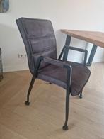 4x grijze gestoffeerde stoelen met wieltjes, Huis en Inrichting, Stoelen, Ophalen of Verzenden, Zo goed als nieuw