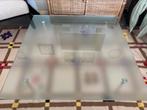 Glazen salontafel, Huis en Inrichting, Tafels | Salontafels, Ophalen, Gebruikt, 50 tot 100 cm, Vierkant