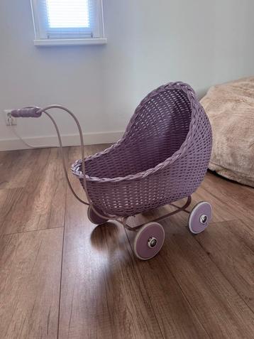 Smallstuff roze houten poppenwagen beschikbaar voor biedingen