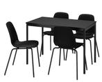 Ikea eetkametset Sandsberg/Lidas (4 stoelen) zwart 6mnd oud, Huis en Inrichting, Complete eetkamers, 4 tot 6 stoelen, Modern, Ophalen of Verzenden