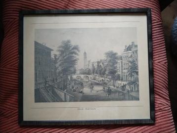 utrecht oude gracht in oude lijst onder glas beschikbaar voor biedingen