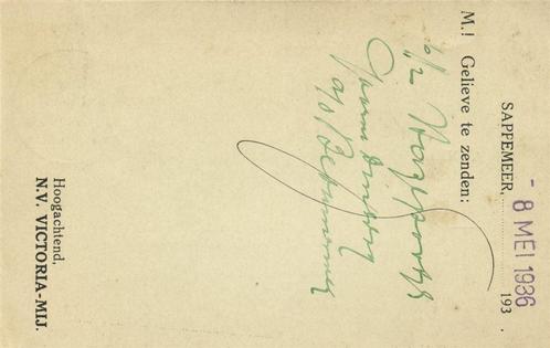 NV Victoria-Mij., Sappemeer - 05.1936 - briefkaart, Postzegels en Munten, Brieven en Enveloppen | Nederland, Briefkaart, Ophalen of Verzenden