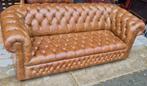 Chesterfield bank vintage bruin leer + BEZORGING GRATIS, Chesterfield, Leer, Ophalen of Verzenden, Zo goed als nieuw