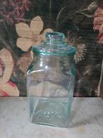 Blauw glazen pot met deksel snoeppot, Antiek en Kunst, Ophalen of Verzenden
