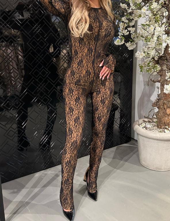 Zwarte Kanten Jumpsuit - Perfect voor Feestjes!!, Kleding | Dames, Jumpsuits, Nieuw, Maat 42/44 (L), Zwart, Ophalen of Verzenden