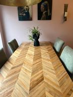 Eethoektafel Visgraat - Zwart Staal, Ophalen, 50 tot 100 cm, Zo goed als nieuw, Vijf personen of meer