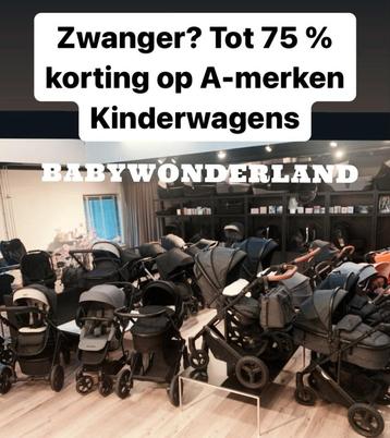 kinderwagen tot 75 % korting  op A merken kinderwagens!