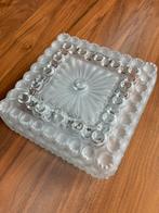 Vintage mid century glazen plafonniere lamp, Ophalen of Verzenden, Zo goed als nieuw, Glas, Mid Century