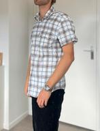 Polo Ralph Lauren katoenen blouse L – ruitpatroon kort mouw, Wit, Ralph Lauren, Ophalen of Verzenden, Halswijdte 41/42 (L)