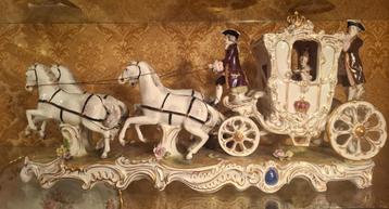 Jugendstil Porseleinen Paarden en Wagen beschikbaar voor biedingen