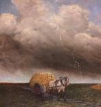 schilderij paard met hooiwagen, Antiek en Kunst, Kunst | Schilderijen | Klassiek, Ophalen