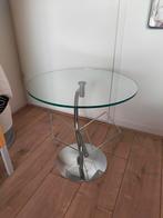 Vintage Kokoon bijzettafel in chroom en glas., Huis en Inrichting, Tafels | Bijzettafels, Ophalen, Minder dan 55 cm, Gebruikt