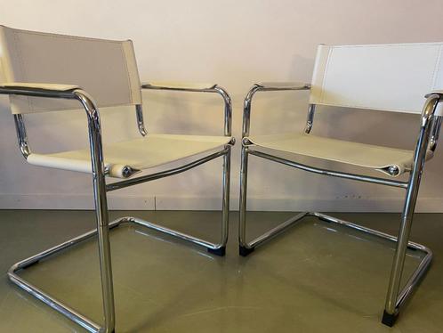 Buisframe slede stoel WIT, Huis en Inrichting, Stoelen, Nieuw, Vijf, Zes of meer stoelen, Leer, Metaal, Wit, Ophalen of Verzenden
