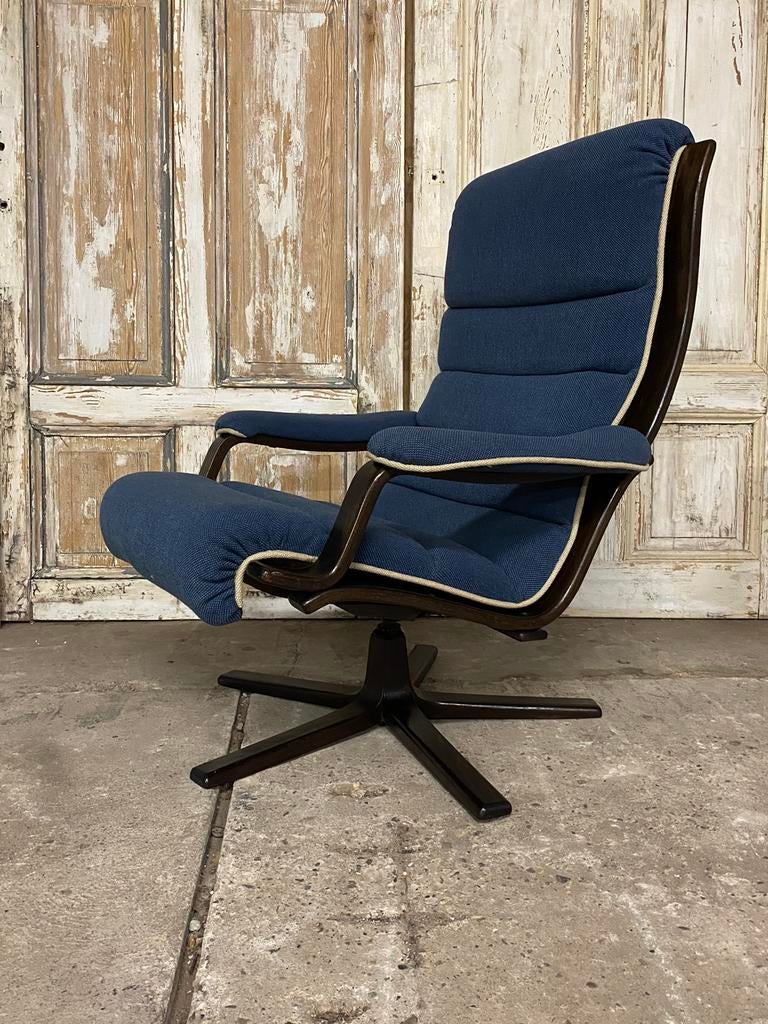 Vintage Fauteuil Van G Möbel Of Göte Möbler Uit Zweden., Huis en Inrichting, Fauteuils, Gebruikt, Hout, Stof, 75 tot 100 cm, Minder dan 75 cm