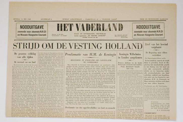 14 mei 1940 - Het Vaderland | Heruitgave 1994, Boeken, Tijdschriften en Kranten, Zo goed als nieuw, Krant, Verzenden