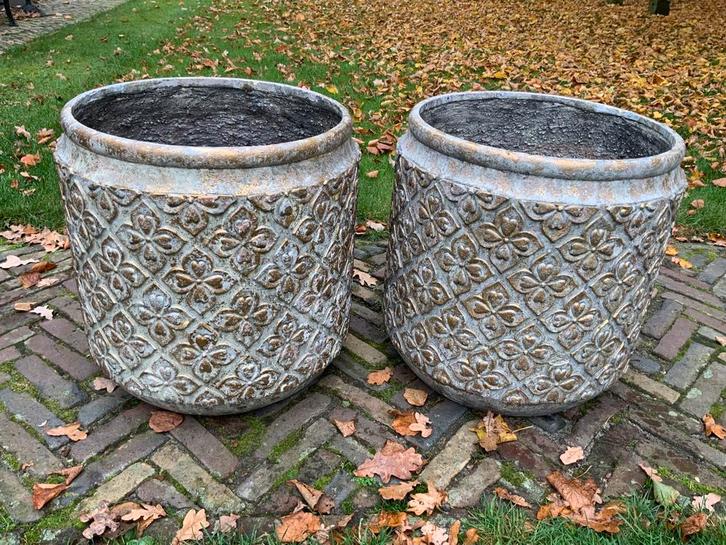 PTMD bloem xl potten vazen handwerk 50 x 50 cm 2 stuks goud, Huis en Inrichting, Woonaccessoires | Vazen, Zo goed als nieuw, Overige kleuren