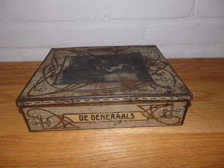 antiek/ oud Sigaren blik "de Generaals" 100, Verzamelen, Rookartikelen, Aanstekers en Luciferdoosjes, Gebruikt, Tabaksdoos of Verpakking
