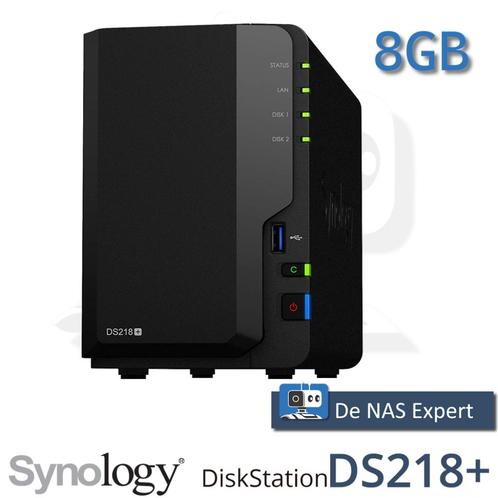 Synology DiskStation DS218+ 8GB refurbished, Computers en Software, NAS, Refurbished, Ophalen of Verzenden