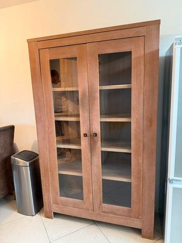 Massief houten kast - 195x119,5x40 cm vitrine beschikbaar voor biedingen