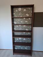 Billy boekenkast, donkerbruin, met bloemenbehang, Huis en Inrichting, Ophalen, Met plank(en), 200 cm of meer, 50 tot 100 cm