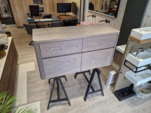 Son 120! Massief Eiken Houten badmeubel ronde hoeken waskom!, Huis en Inrichting, Badkamer | Badkamermeubels, Nieuw, Wastafelkast