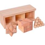 houten puzzel box met kubus piramide, ster, NIEUW, Hobby en Vrije tijd, Denksport en Puzzels, Nieuw, Minder dan 500 stukjes, Ophalen of Verzenden