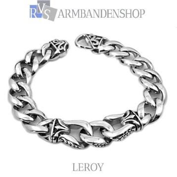 Rvs armband "Leroy" 22.2 cm heren RVS zilver staal beschikbaar voor biedingen